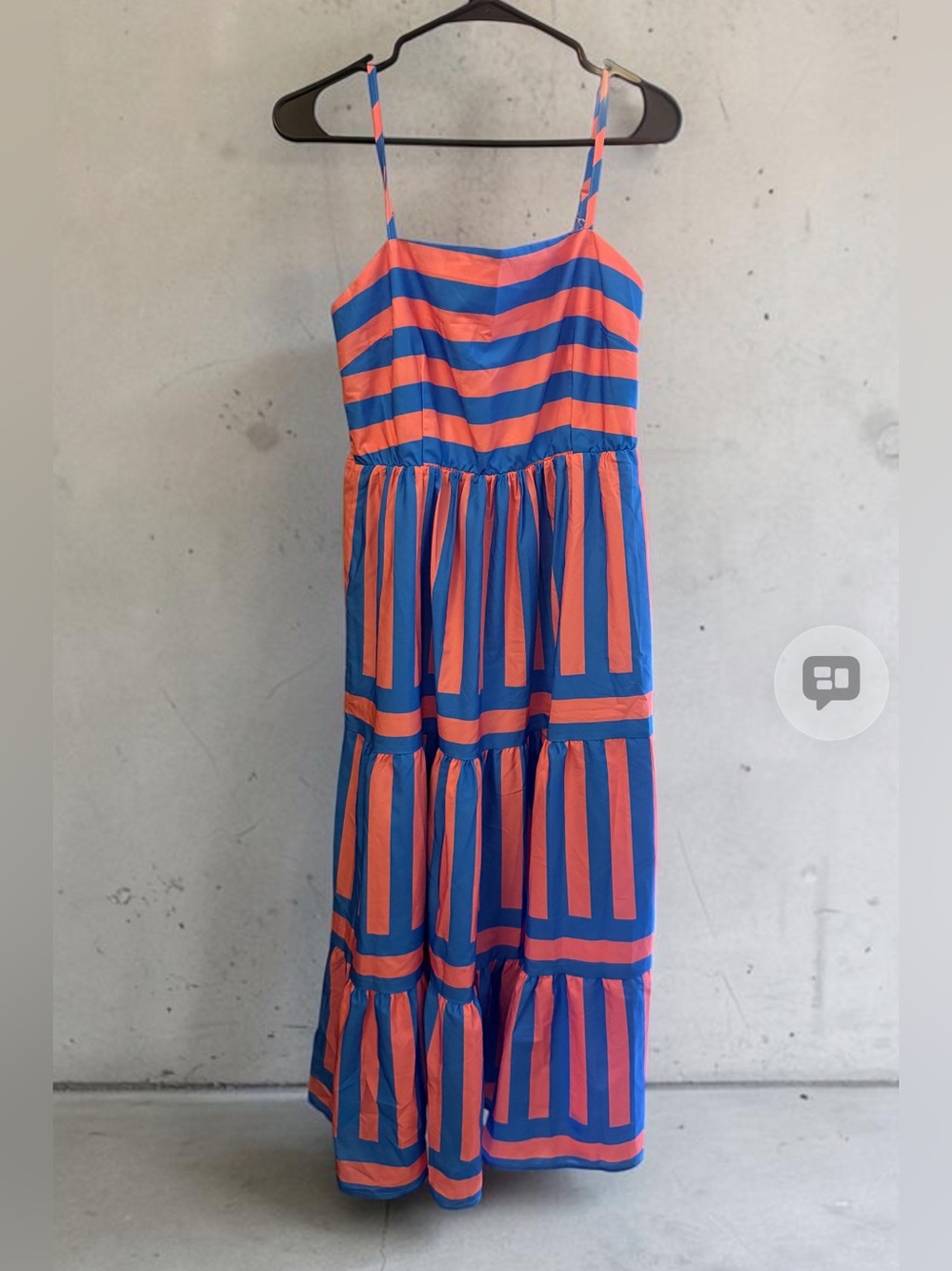 Striped Spaghetti Strap Maxi Dress in Blue and Coral pink